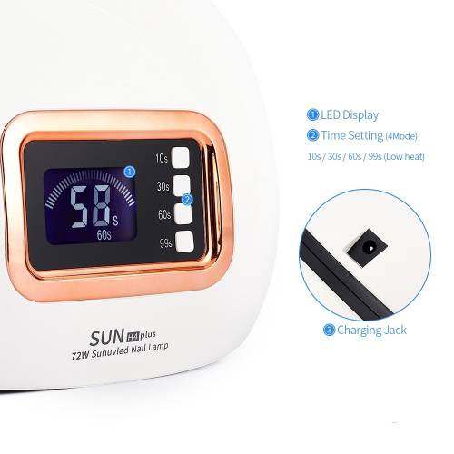 Светодиодная лампа SUN H4 Plus UV+LED 72 Вт (белая) фото 3