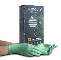 Перчатки нитриловые Benovy Nitrile MultiColor разм. L 100 шт/упк (зеленые)