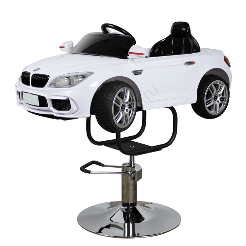 Детское парикмахерское кресло Машинка BMW (белая)