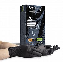 Перчатки нитриловые Benovy Nitrile MultiColor разм. XS 100 шт/упк (черные)