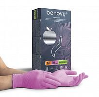 Перчатки нитриловые Benovy Nitrile MultiColor разм. L 100 шт/упк (розовые)