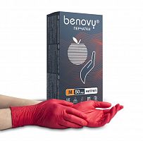 Перчатки нитриловые Benovy Nitrile MultiColor разм. XL 100 шт/упк (красные)