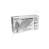Перчатки виниловые Kapous Vinyl Hands Clean разм. L (прозрачные) 50 пар/упк