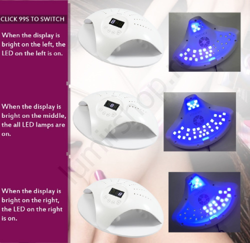 Комбинированная светодиодная UV+LED лампа SUN 669 72 W pink с дисплеем, сенсором и вентилятором фото 8
