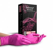 Перчатки нитриловые Benovy Nitrile TrueColor разм. M 100 шт/упк (фуксия)