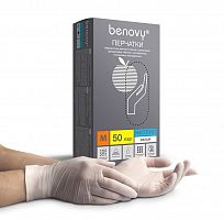Перчатки нитриловые Benovy Nitrile MultiColor разм. L 100 шт/упк (белые)