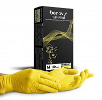 Перчатки нитриловые Benovy Nitrile TrueColor разм. L 100 шт/упк (желтые)